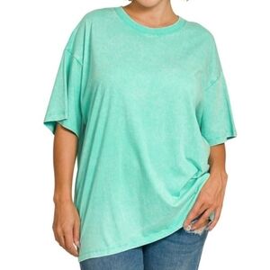 New Zenana Mint Washed Cotton Top